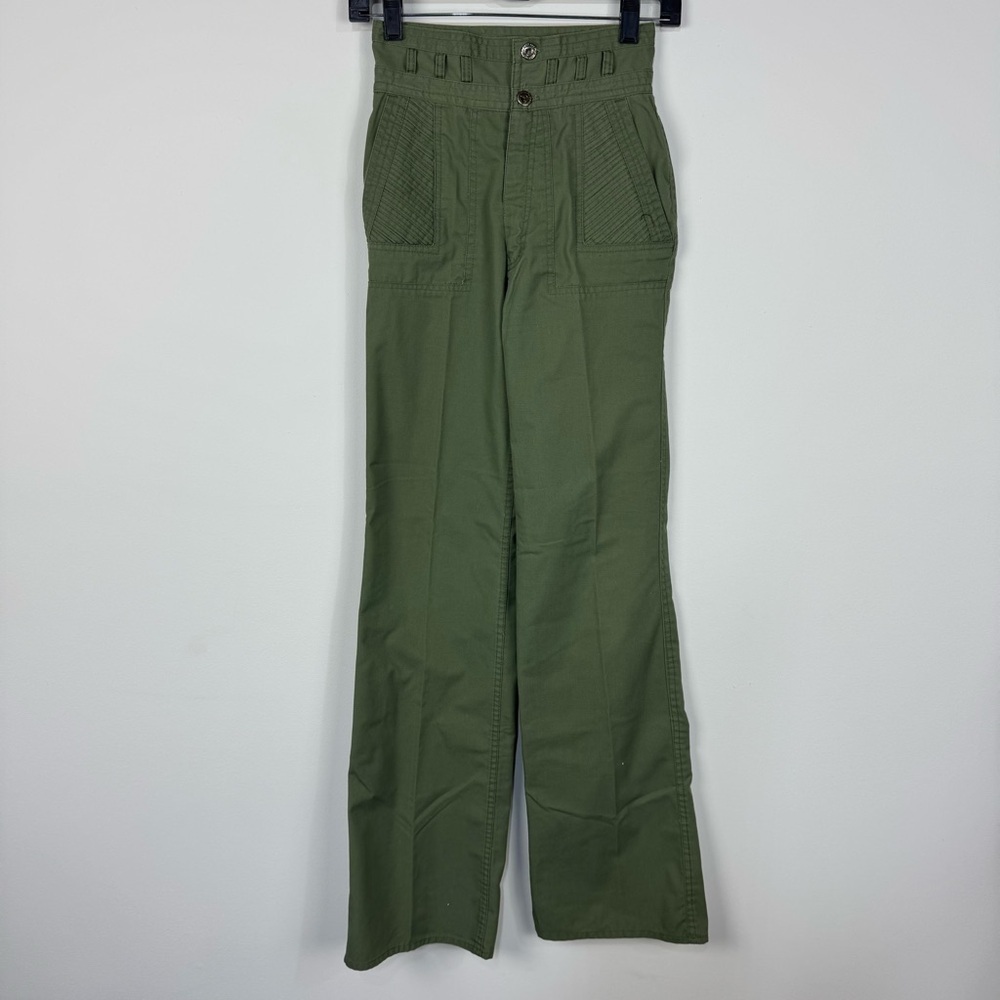 Vintage west cepas high waisted green cargo utility straight leg pants retro